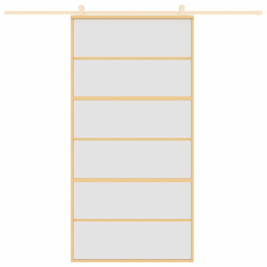 Porta Scorrevole Oro 102,5x205 Vetro Smerigliato ESG Alluminio | homemem39