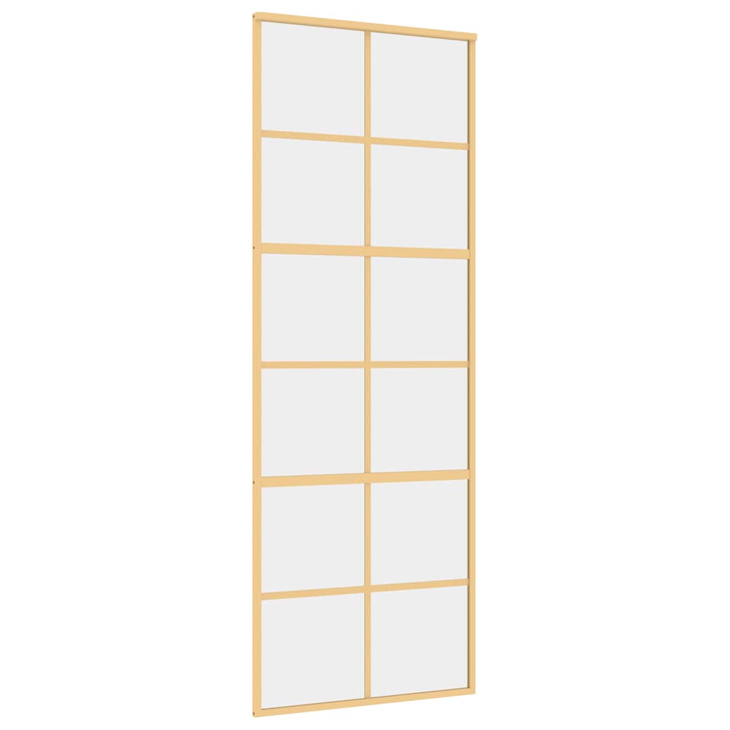 Porta Scorrevole Dorata 76x205 Vetro Trasparente ESG Alluminio | homemem39