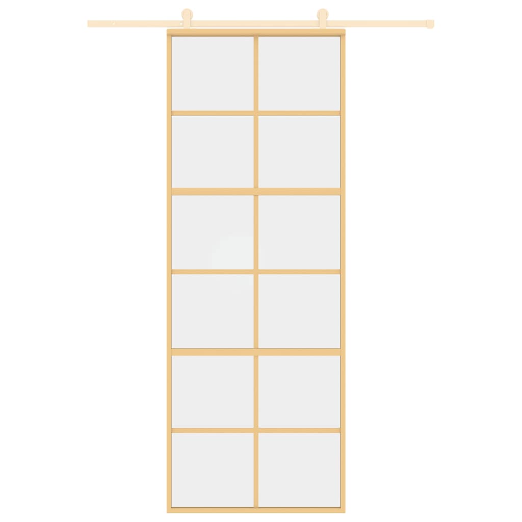 Porta Scorrevole Dorata 76x205 Vetro Trasparente ESG Alluminio | homemem39