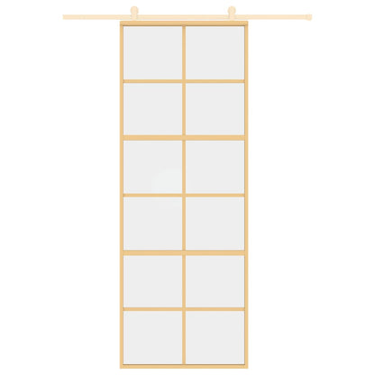 Porta Scorrevole Dorata 76x205 Vetro Trasparente ESG Alluminio | homemem39