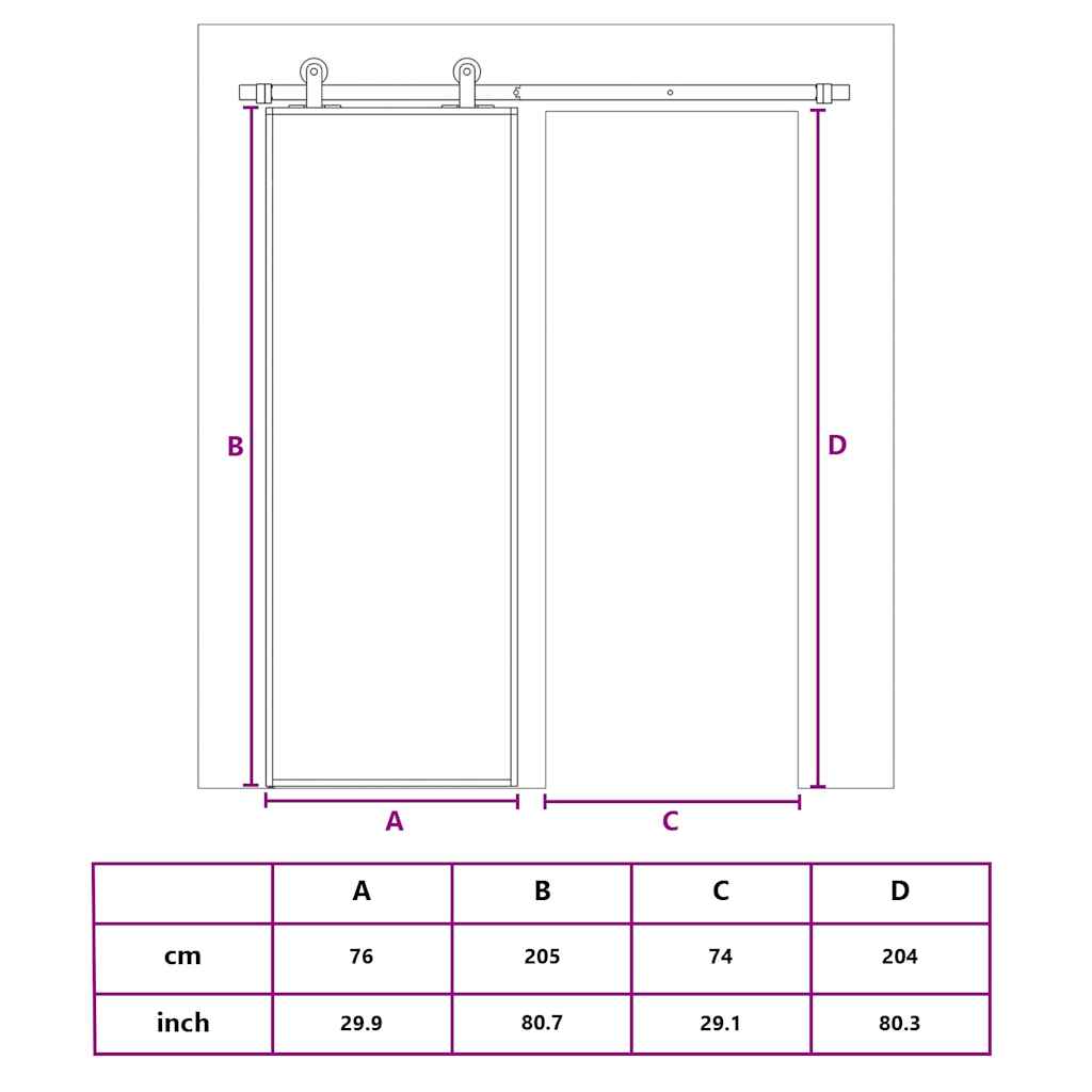 Porta Scorrevole Dorata 76x205 Vetro Trasparente ESG Alluminio | homemem39