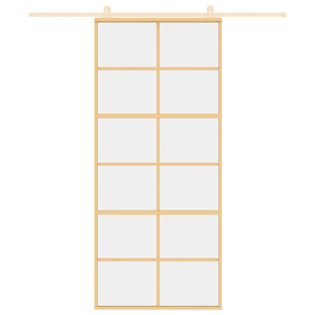 Porta Scorrevole Dorata 90x205 Vetro Trasparente ESG Alluminio | homemem39