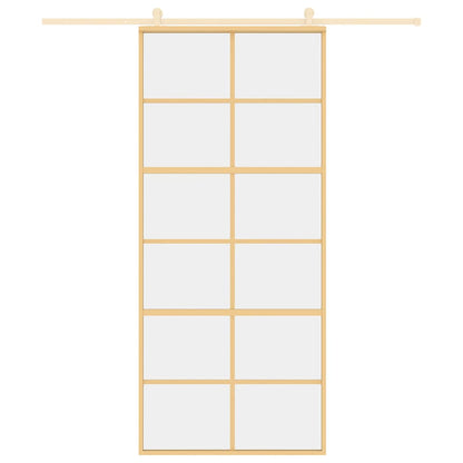 Porta Scorrevole Dorata 90x205 Vetro Trasparente ESG Alluminio - homemem39