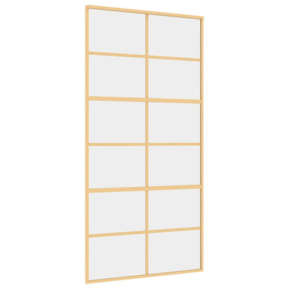 Porta Scorrevole Oro 102,5x205 Vetro Trasparente ESG Alluminio - homemem39