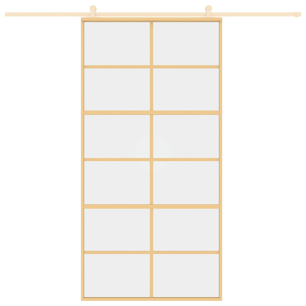 Porta Scorrevole Oro 102,5x205 Vetro Trasparente ESG Alluminio | homemem39