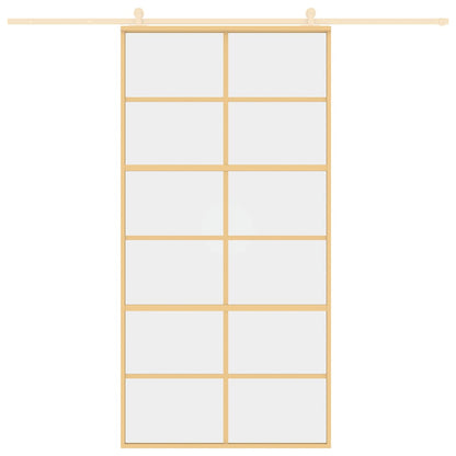 Porta Scorrevole Oro 102,5x205 Vetro Trasparente ESG Alluminio | homemem39