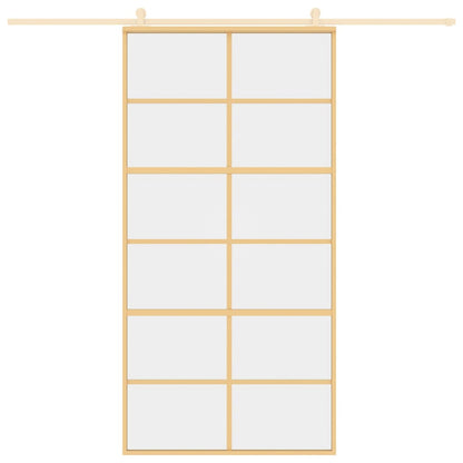 Porta Scorrevole Oro 102,5x205 Vetro Trasparente ESG Alluminio - homemem39