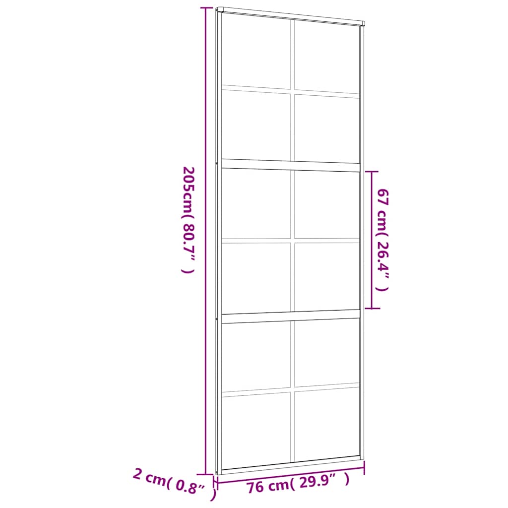 Porta Scorrevole Dorata 76x205 Vetro Smerigliato ESG Alluminio | homemem39