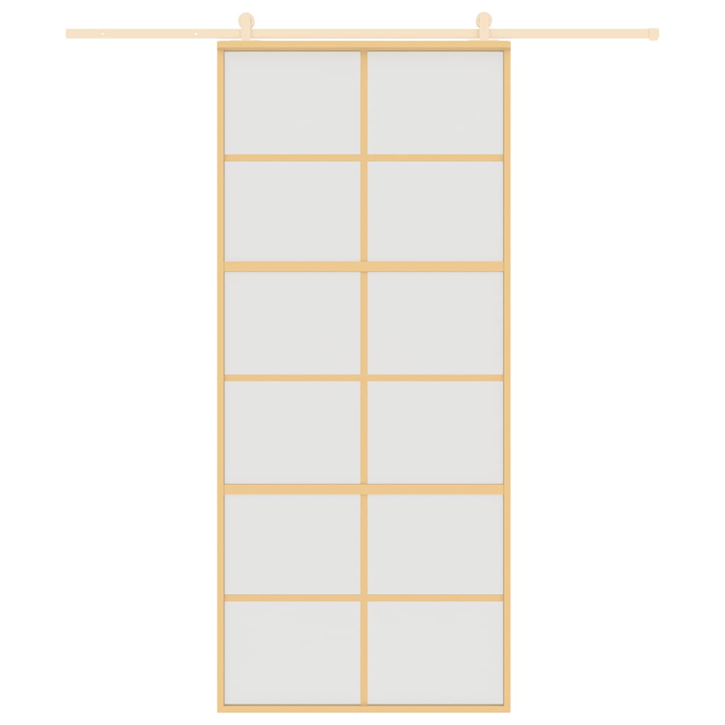 Porta Scorrevole Dorata 90x205 Vetro Smerigliato ESG Alluminio | homemem39