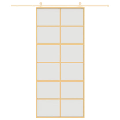Porta Scorrevole Dorata 90x205 Vetro Smerigliato ESG Alluminio | homemem39