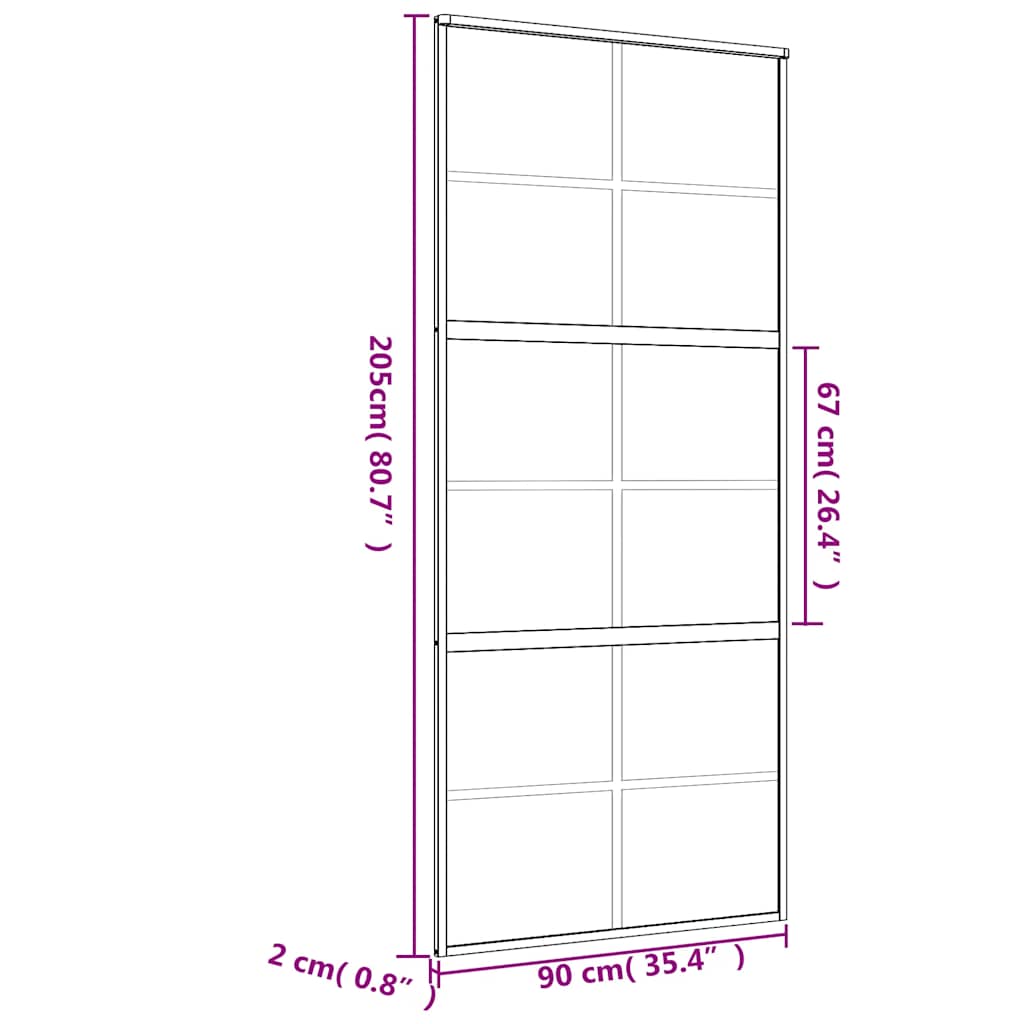 Porta Scorrevole Dorata 90x205 Vetro Smerigliato ESG Alluminio | homemem39