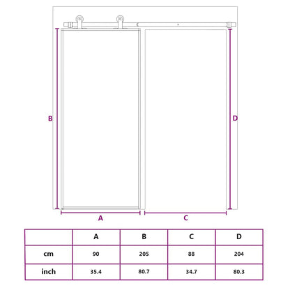 Porta Scorrevole Dorata 90x205 Vetro Smerigliato ESG Alluminio | homemem39