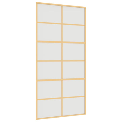 Porta Scorrevole Oro 102,5x205 Vetro Smerigliato ESG Alluminio - homemem39