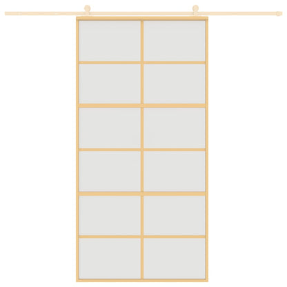 Porta Scorrevole Oro 102,5x205 Vetro Smerigliato ESG Alluminio | homemem39