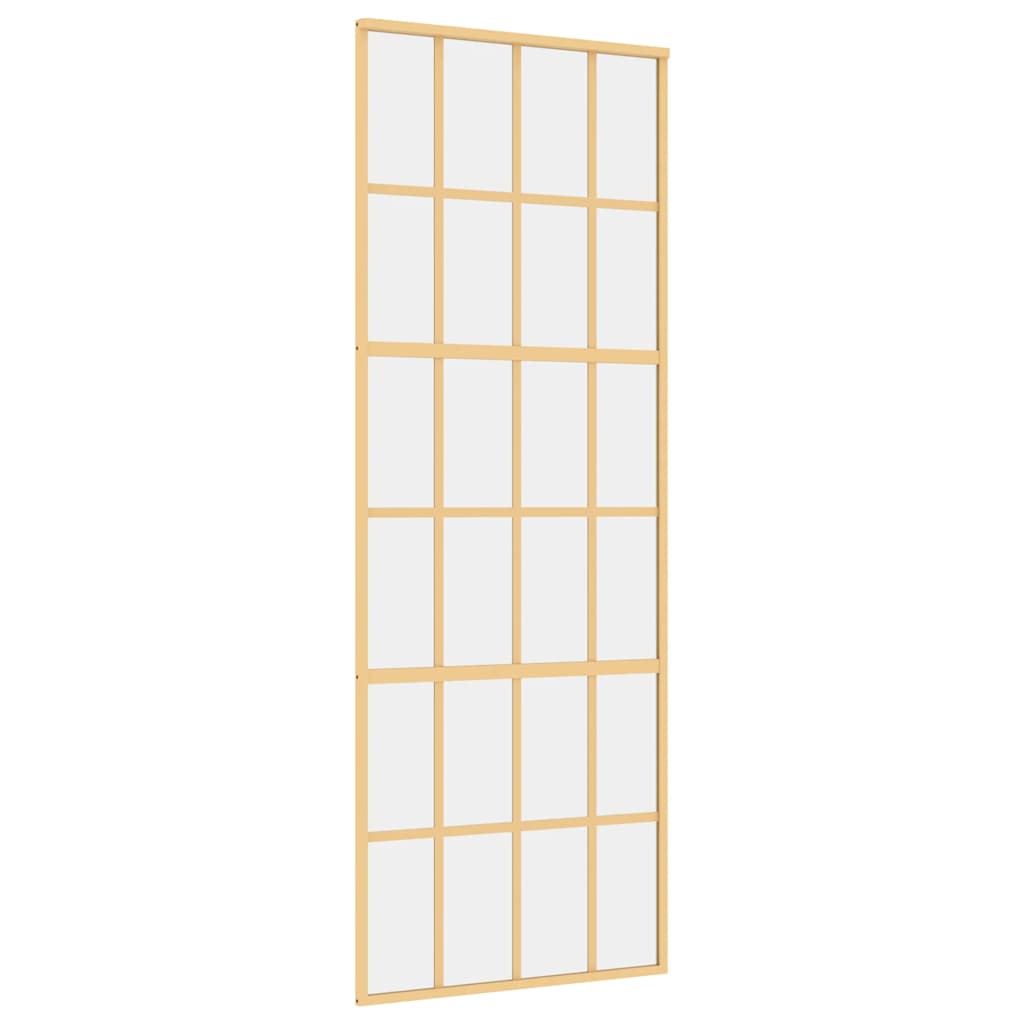 Porta Scorrevole Dorata 76x205 Vetro Trasparente ESG Alluminio | homemem39