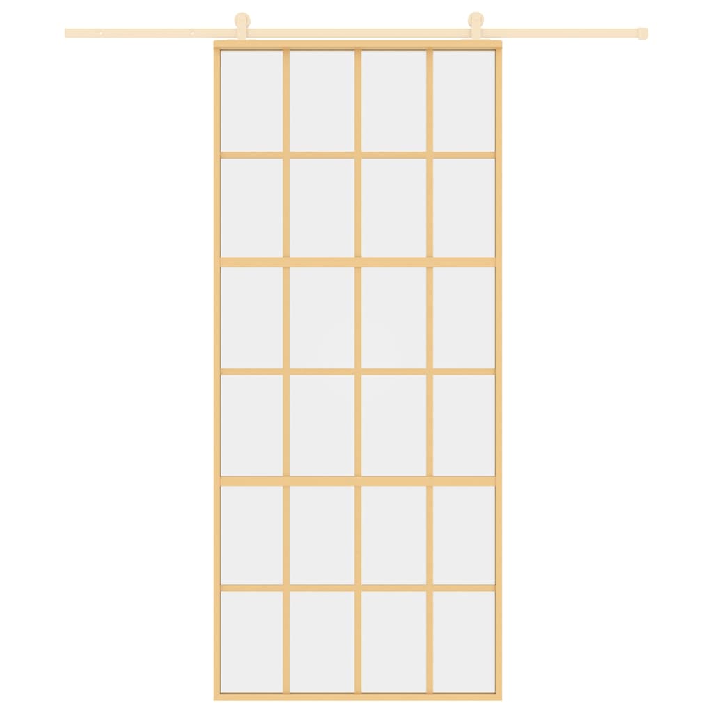 Porta Scorrevole Dorata 90x205 Vetro Trasparente ESG Alluminio - homemem39