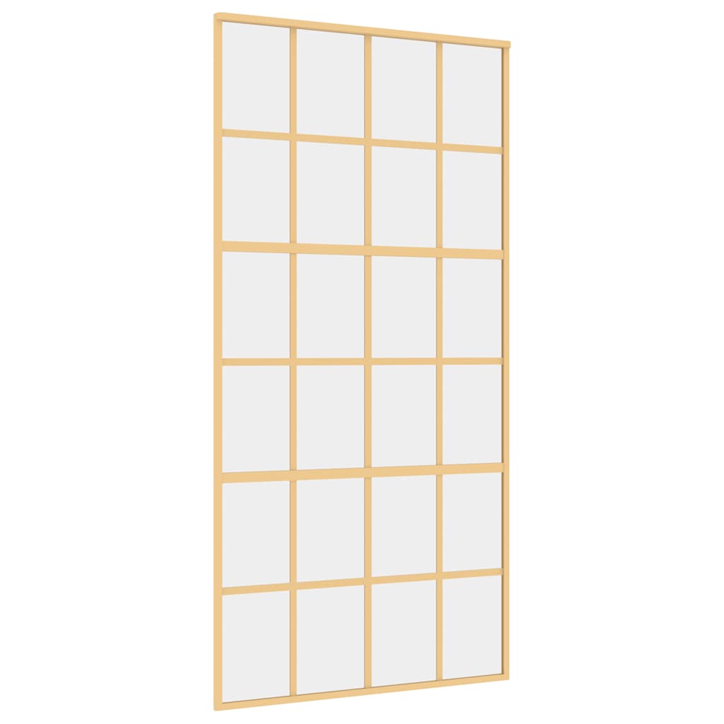 Porta Scorrevole Oro 102,5x205 Vetro Trasparente ESG Alluminio | homemem39