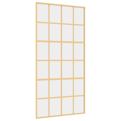 Porta Scorrevole Oro 102,5x205 Vetro Trasparente ESG Alluminio | homemem39