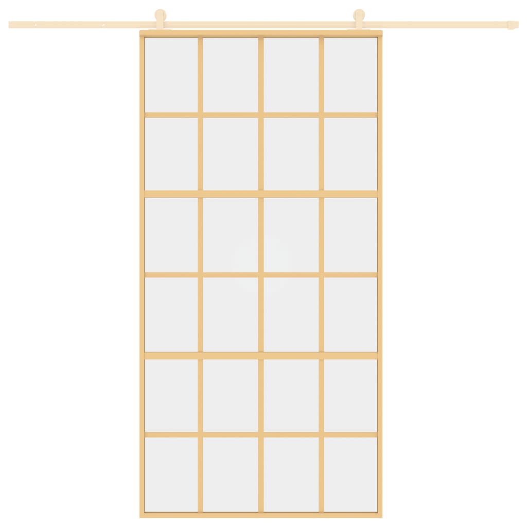Porta Scorrevole Oro 102,5x205 Vetro Trasparente ESG Alluminio - homemem39