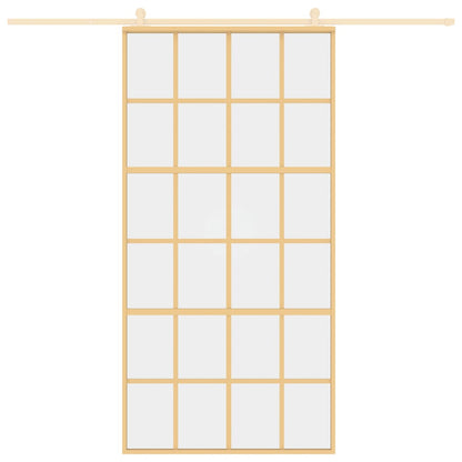 Porta Scorrevole Oro 102,5x205 Vetro Trasparente ESG Alluminio - homemem39