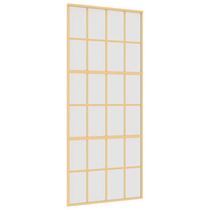 Porta Scorrevole Dorata 90x205 Vetro Smerigliato ESG Alluminio