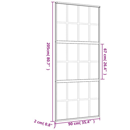 Porta Scorrevole Dorata 90x205 Vetro Smerigliato ESG Alluminio
