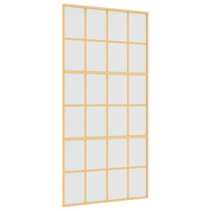 Porta Scorrevole Oro 102,5x205 Vetro Smerigliato ESG Alluminio | homemem39