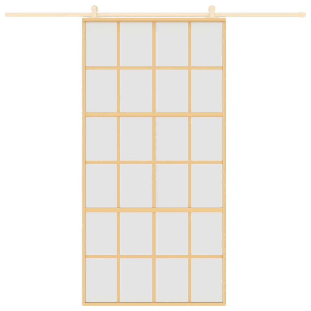 Porta Scorrevole Oro 102,5x205 Vetro Smerigliato ESG Alluminio | homemem39