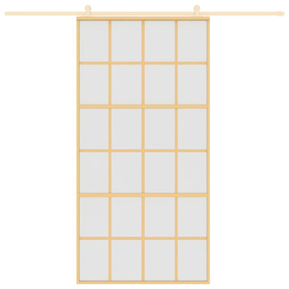 Porta Scorrevole Oro 102,5x205 Vetro Smerigliato ESG Alluminio | homemem39
