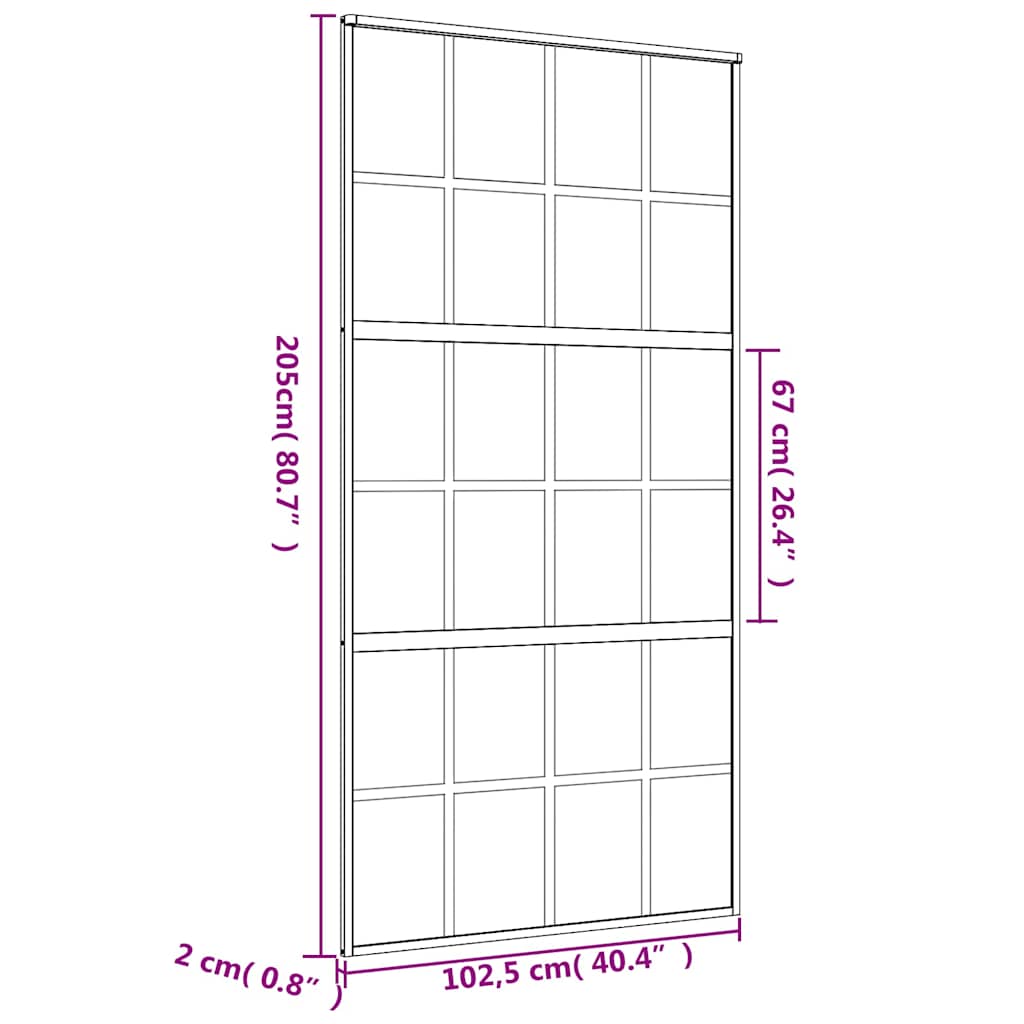 Porta Scorrevole Oro 102,5x205 Vetro Smerigliato ESG Alluminio | homemem39