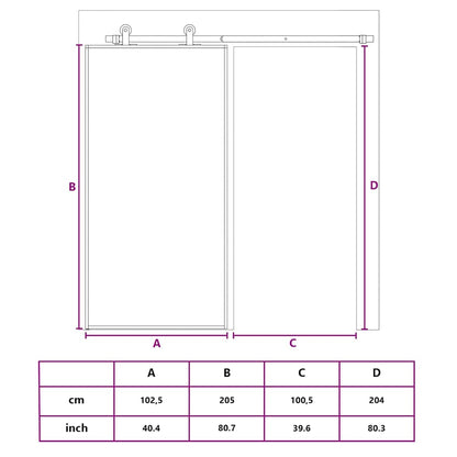 Porta Scorrevole Oro 102,5x205 Vetro Smerigliato ESG Alluminio | homemem39