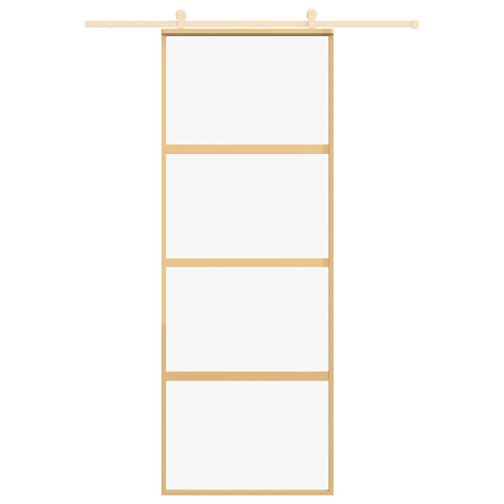 Porta Scorrevole Dorata 76x205 Vetro Trasparente ESG Alluminio | homemem39