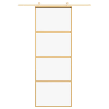 Porta Scorrevole Dorata 76x205 Vetro Trasparente ESG Alluminio | homemem39
