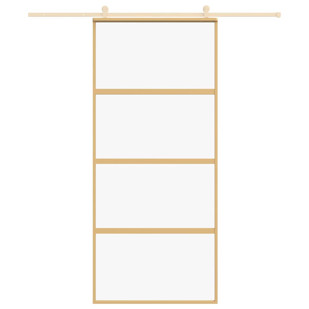 Porta Scorrevole Dorata 90x205 Vetro Trasparente ESG Alluminio - homemem39