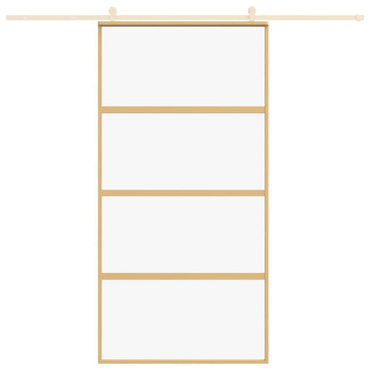 Porta Scorrevole Oro 102,5x205 Vetro Trasparente ESG Alluminio - homemem39