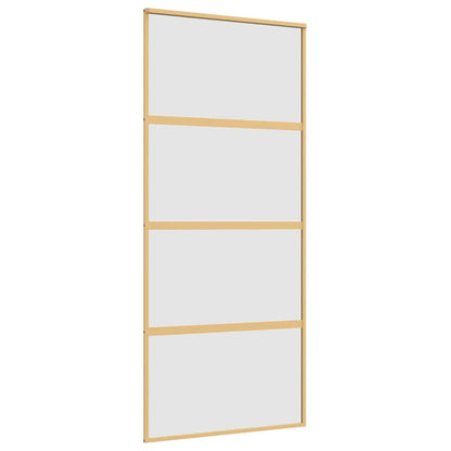 Porta Scorrevole Dorata 90x205 Vetro Smerigliato ESG Alluminio