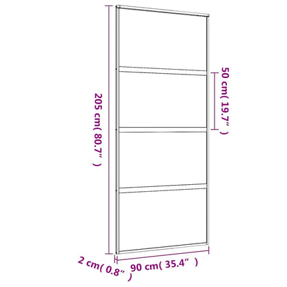 Porta Scorrevole Dorata 90x205 Vetro Smerigliato ESG Alluminio | homemem39