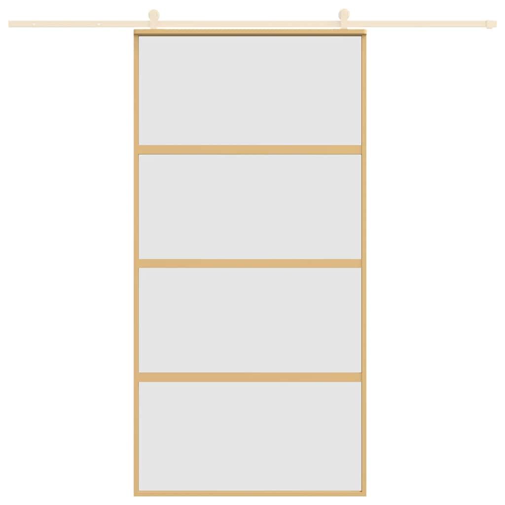 Porta Scorrevole Oro 102,5x205 Vetro Smerigliato ESG Alluminio | homemem39