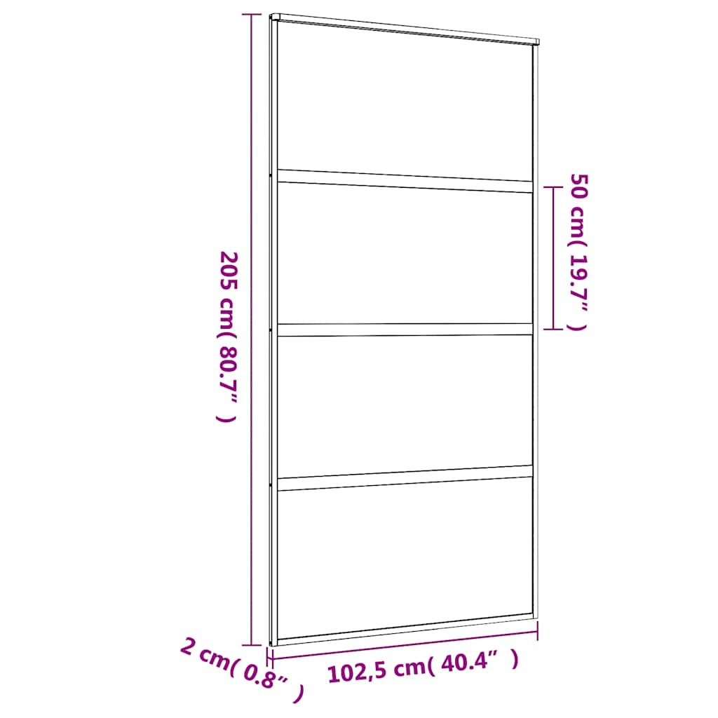 Porta Scorrevole Oro 102,5x205 Vetro Smerigliato ESG Alluminio | homemem39