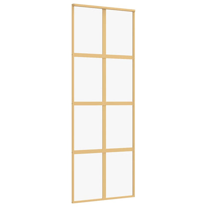 Porta Scorrevole Dorata 76x205 Vetro Trasparente ESG Alluminio - homemem39
