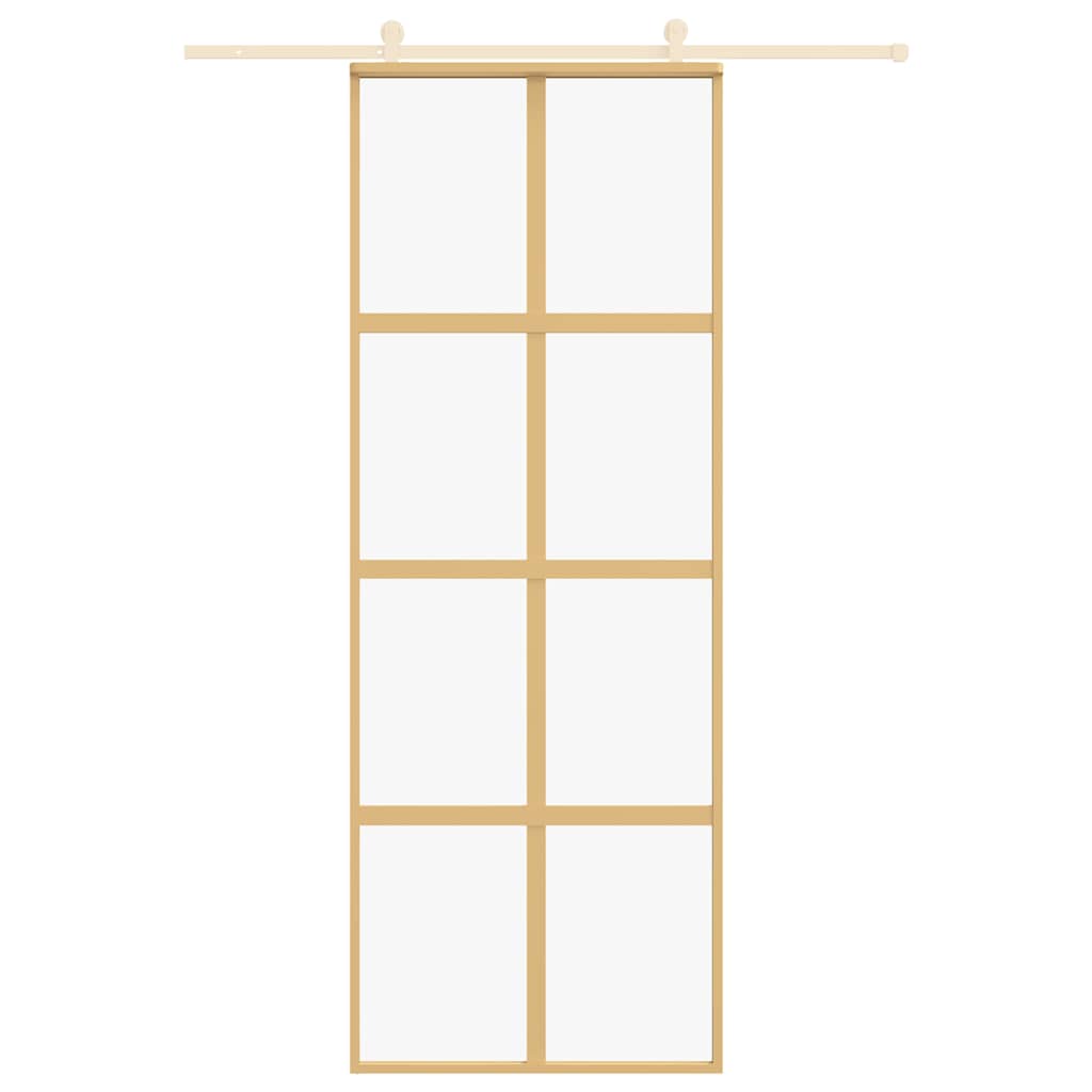 Porta Scorrevole Dorata 76x205 Vetro Trasparente ESG Alluminio - homemem39