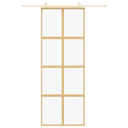 Porta Scorrevole Dorata 76x205 Vetro Trasparente ESG Alluminio - homemem39
