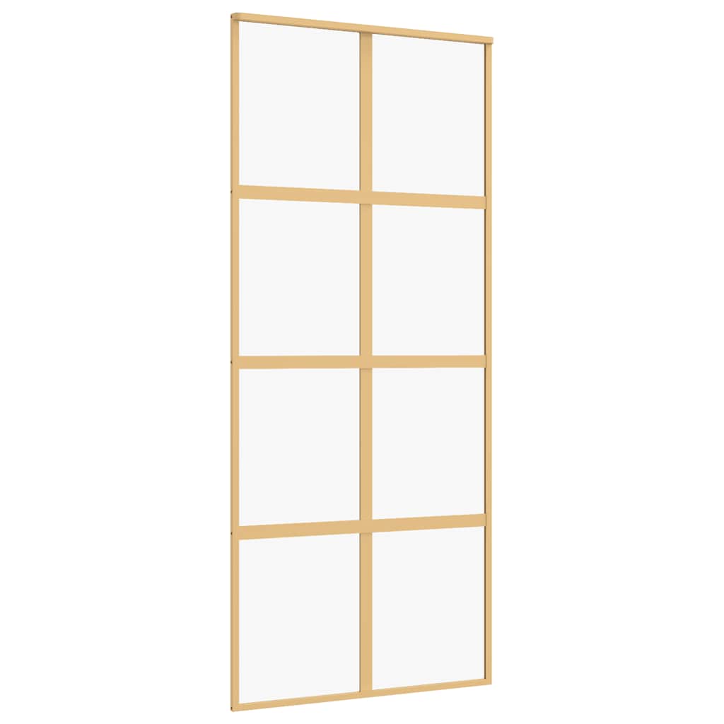Porta Scorrevole Dorata 90x205 Vetro Trasparente ESG Alluminio | homemem39