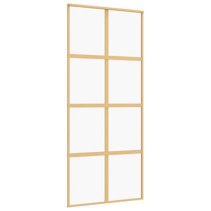 Porta Scorrevole Dorata 90x205 Vetro Trasparente ESG Alluminio | homemem39