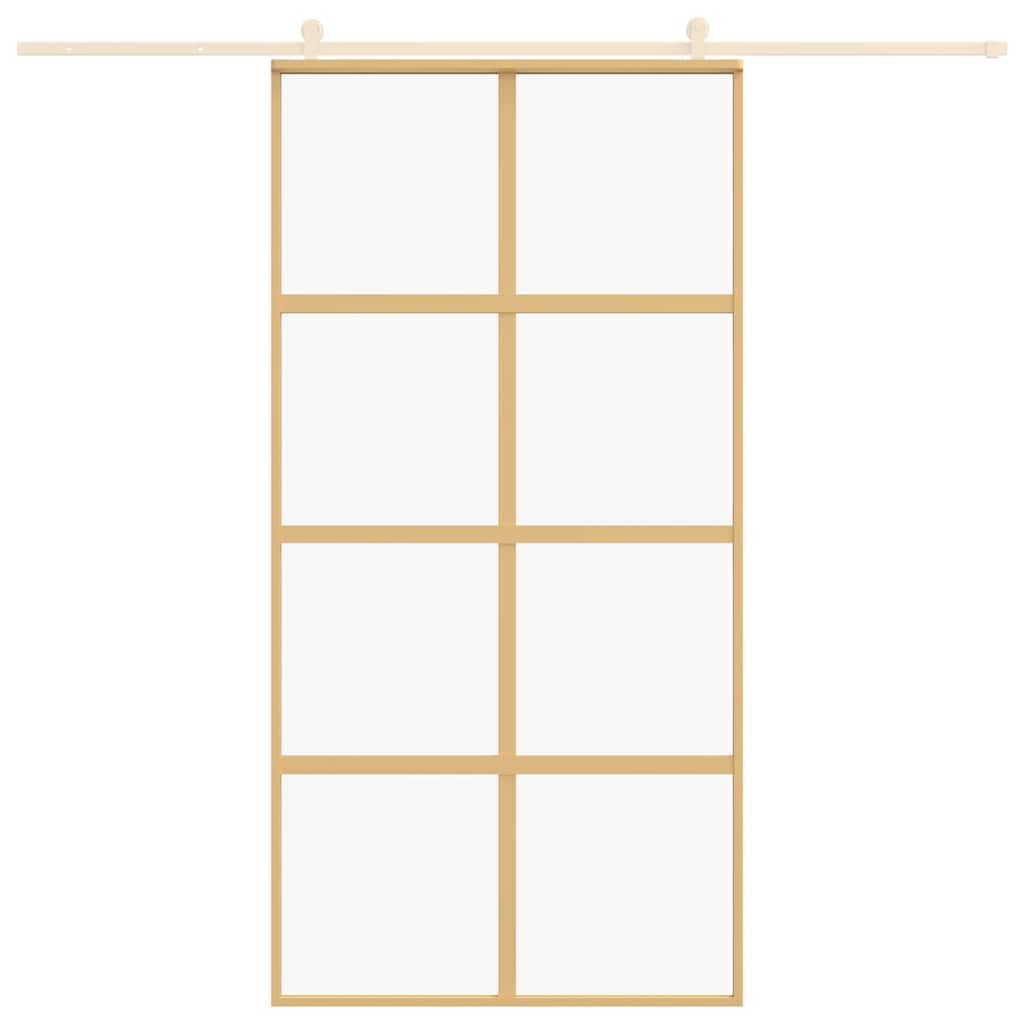 Porta Scorrevole Oro 102,5x205 Vetro Trasparente ESG Alluminio | homemem39