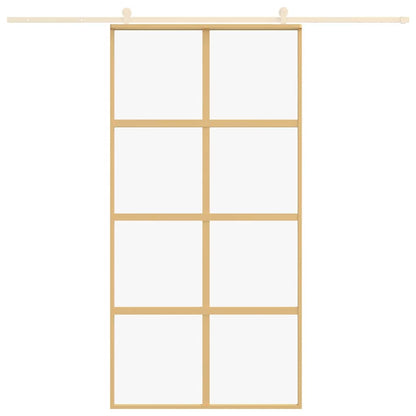 Porta Scorrevole Oro 102,5x205 Vetro Trasparente ESG Alluminio | homemem39