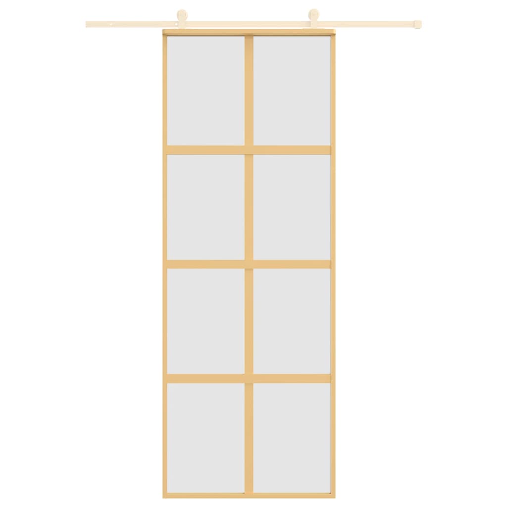Porta Scorrevole Dorata 76x205 Vetro Smerigliato ESG Alluminio | homemem39