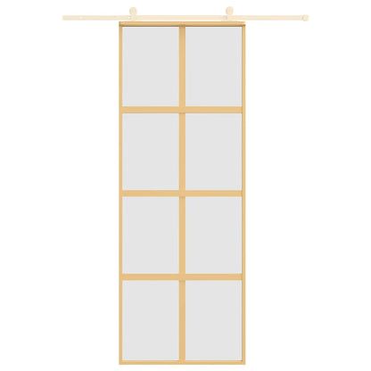 Porta Scorrevole Dorata 76x205 Vetro Smerigliato ESG Alluminio | homemem39