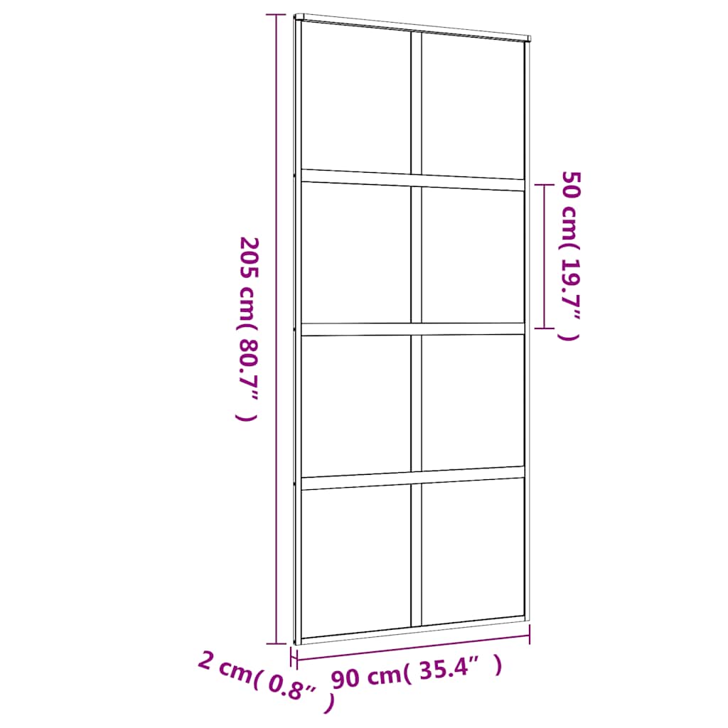 Porta Scorrevole Dorata 90x205 Vetro Smerigliato ESG Alluminio | homemem39