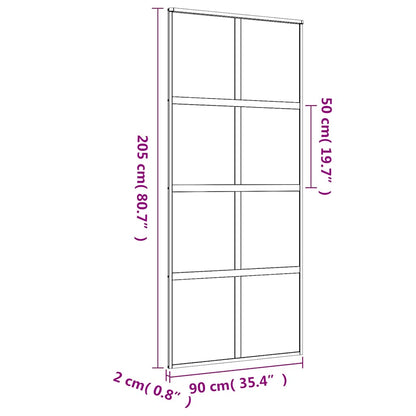 Porta Scorrevole Dorata 90x205 Vetro Smerigliato ESG Alluminio | homemem39